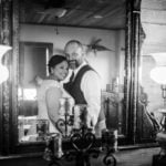 Couple pose in mirror -The-Venue-at-Rafter-E-Ranch-Leica-wedding