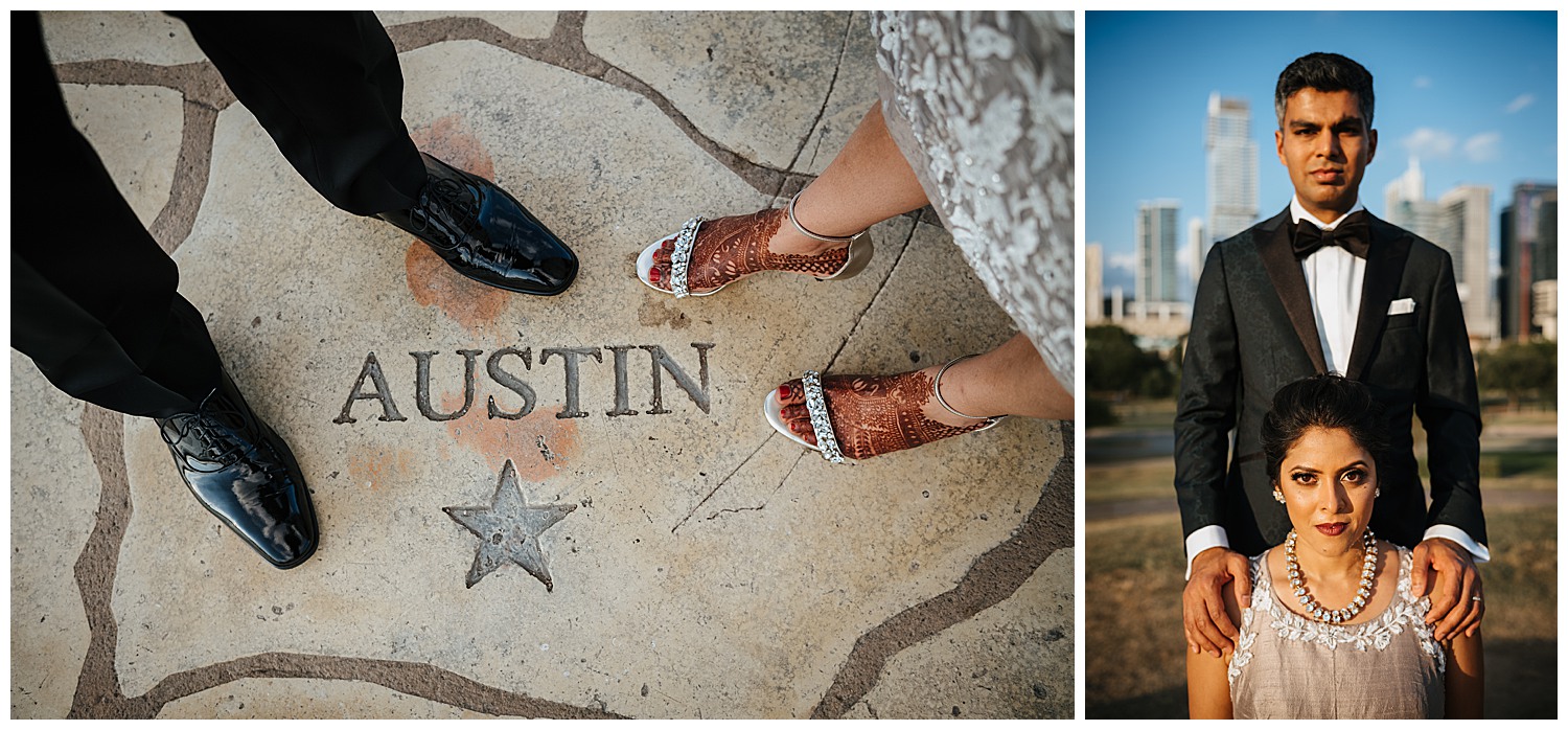 Butler Park Austin wedded couple shoes on the map of Austin Texas