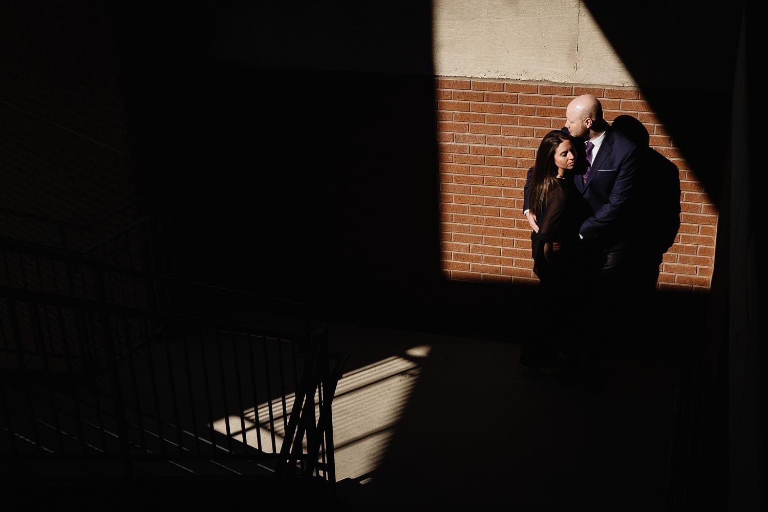 Cool use of shadows and light engagement shoot