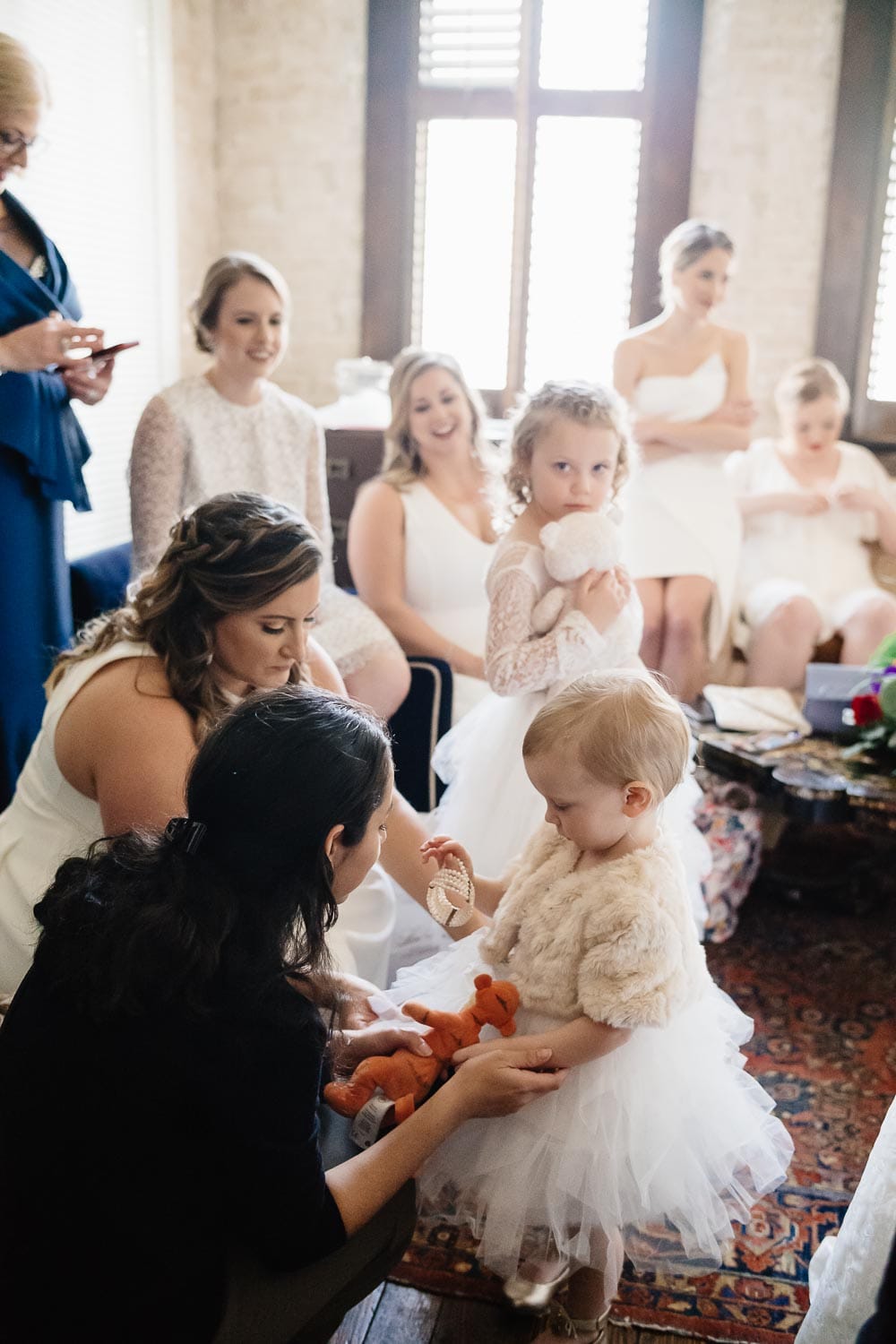 The bridesmaids and flowergirls relax at Hotel Havana