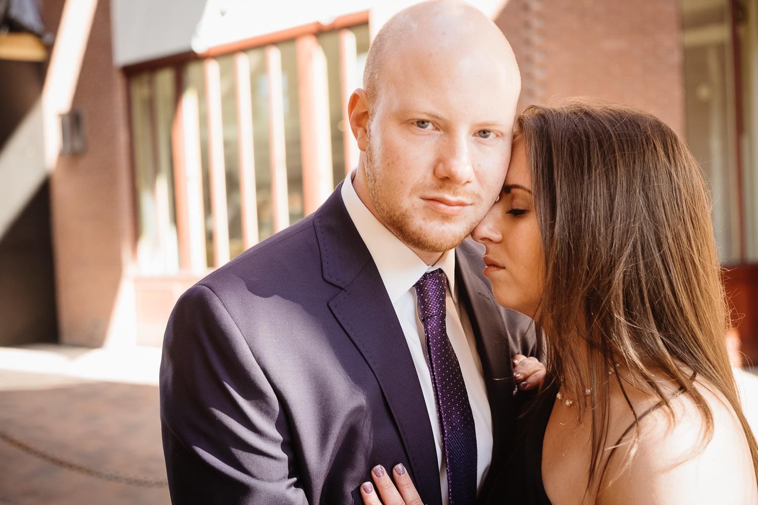 To be married couple during engagement shoot close to Hotel Emma in San Antonio