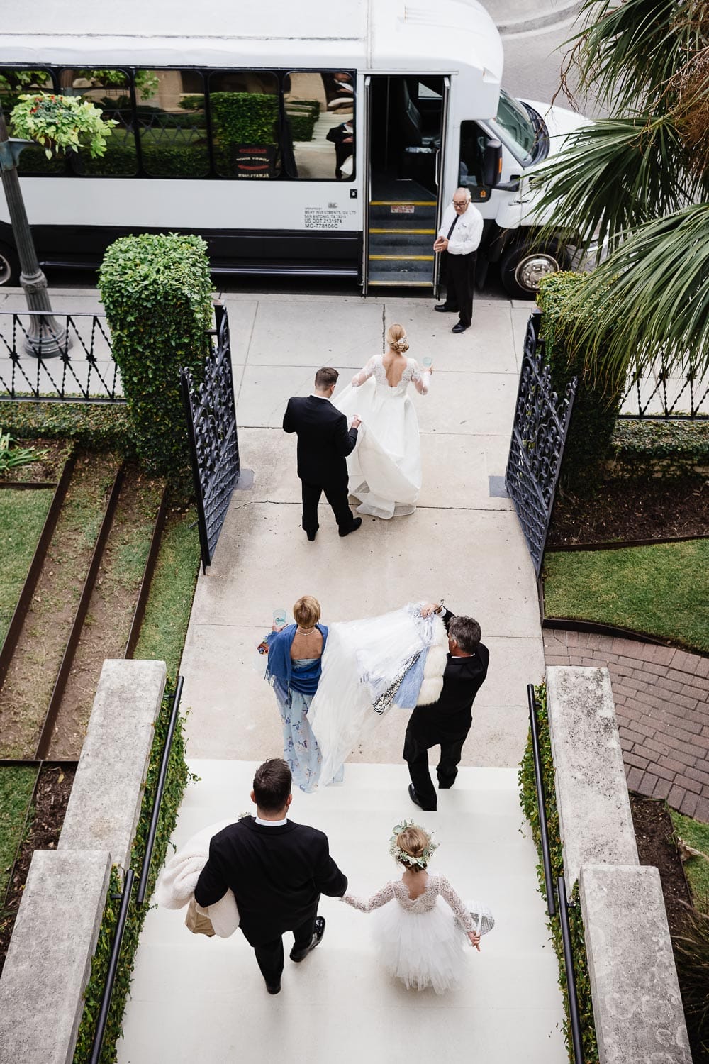 The bride and wedding party leave Hotel Havana for The Witte Museum