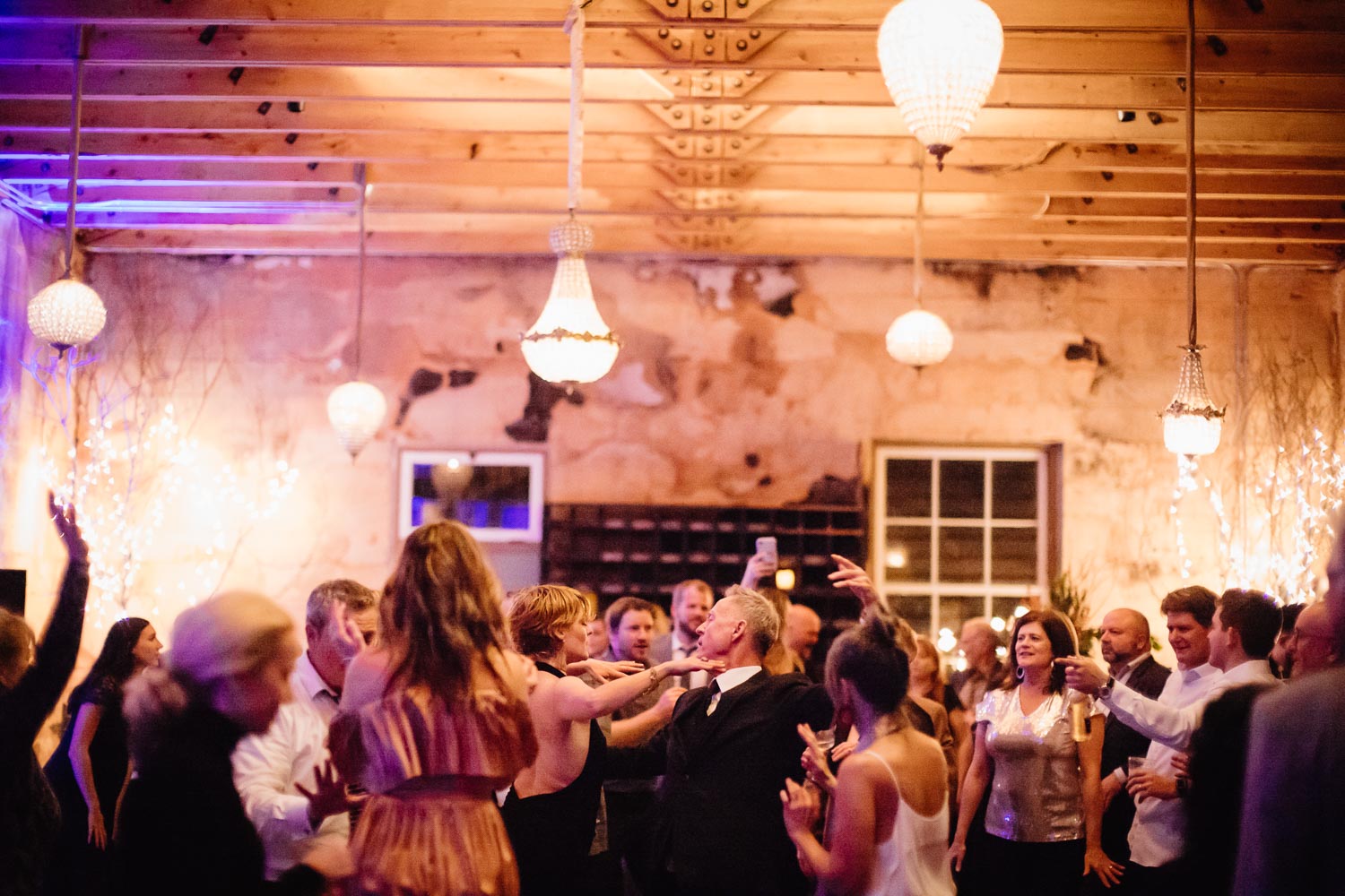 A wide shot of a wedding reception at Ingenhuett on High LM104989