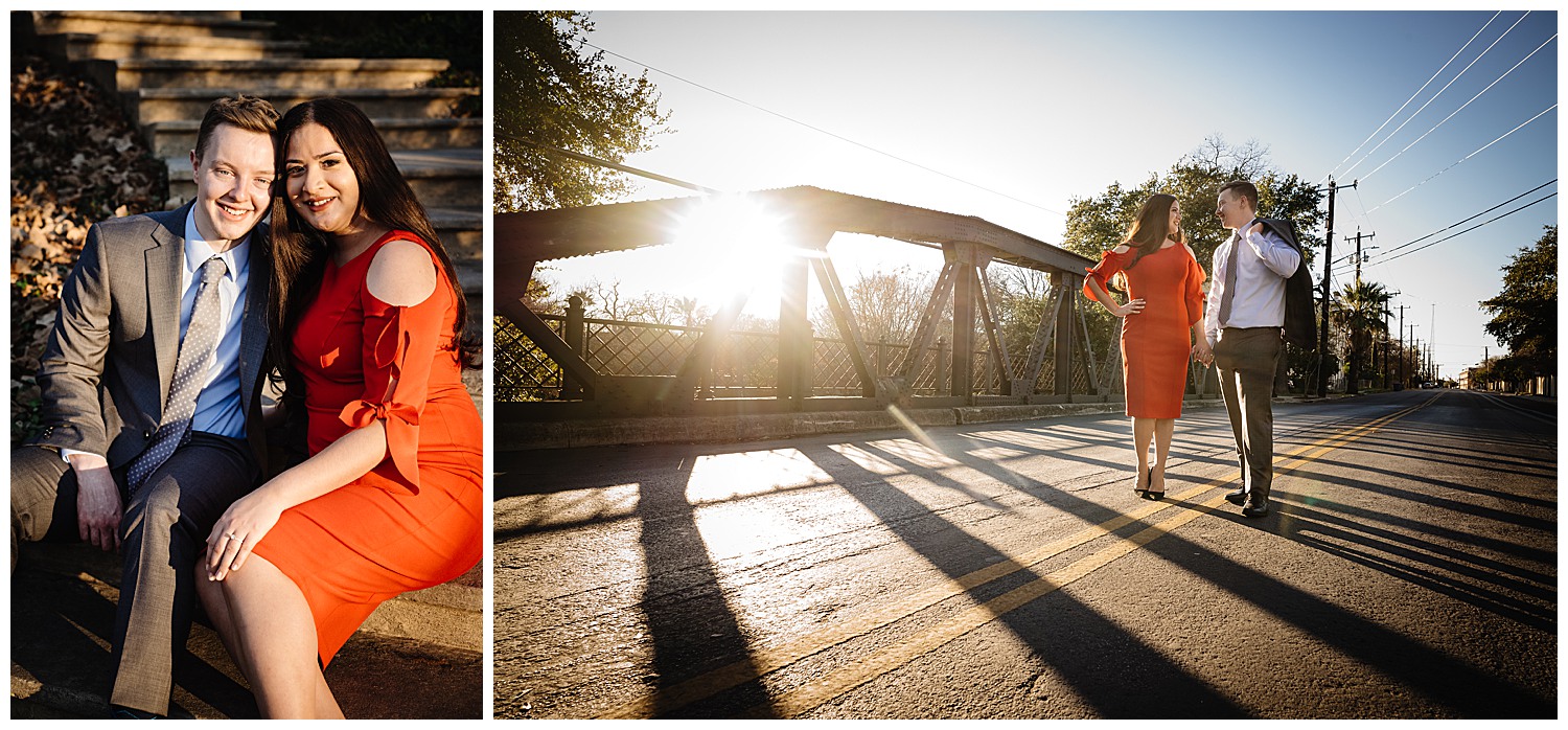 Michael and Andrea engagement session Arsenal Bridge San Antonio river