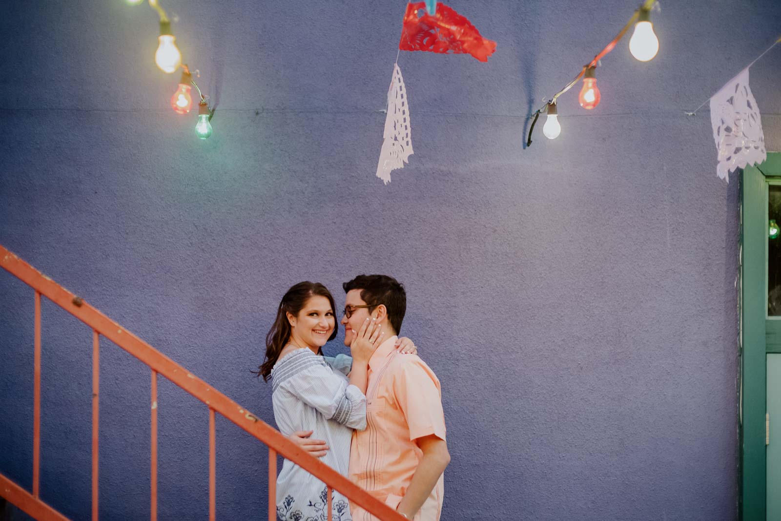 A beautiful wall in Historic Market Square engagement sessionLeica Wedding Photographer-- 1San Antonio engagement shoot downtown - Philip Thomas