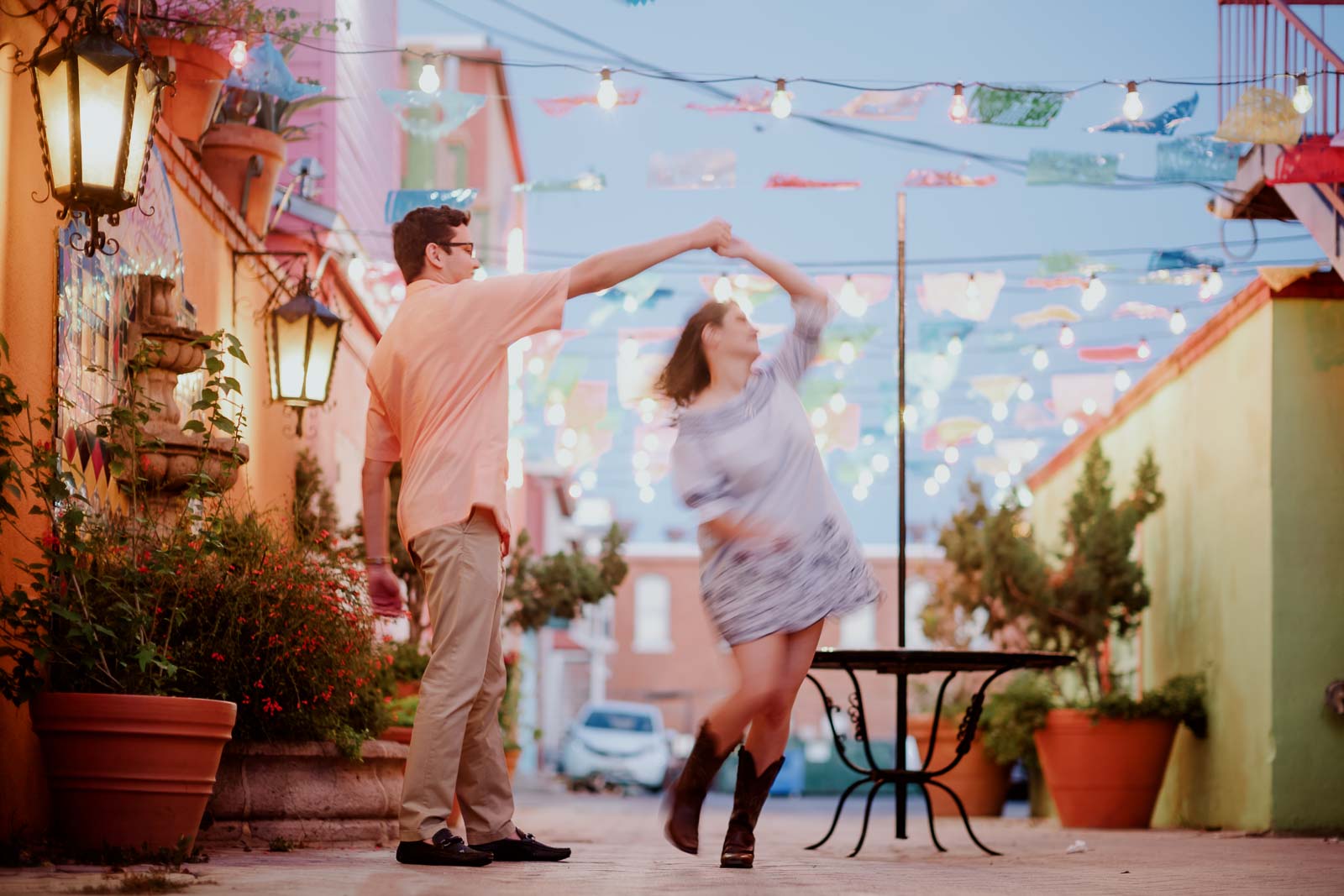 Historic Market Square engagement with a dance Leica Wedding Photographer-- 1San Antonio engagement shoot downtown - Philip Thomas