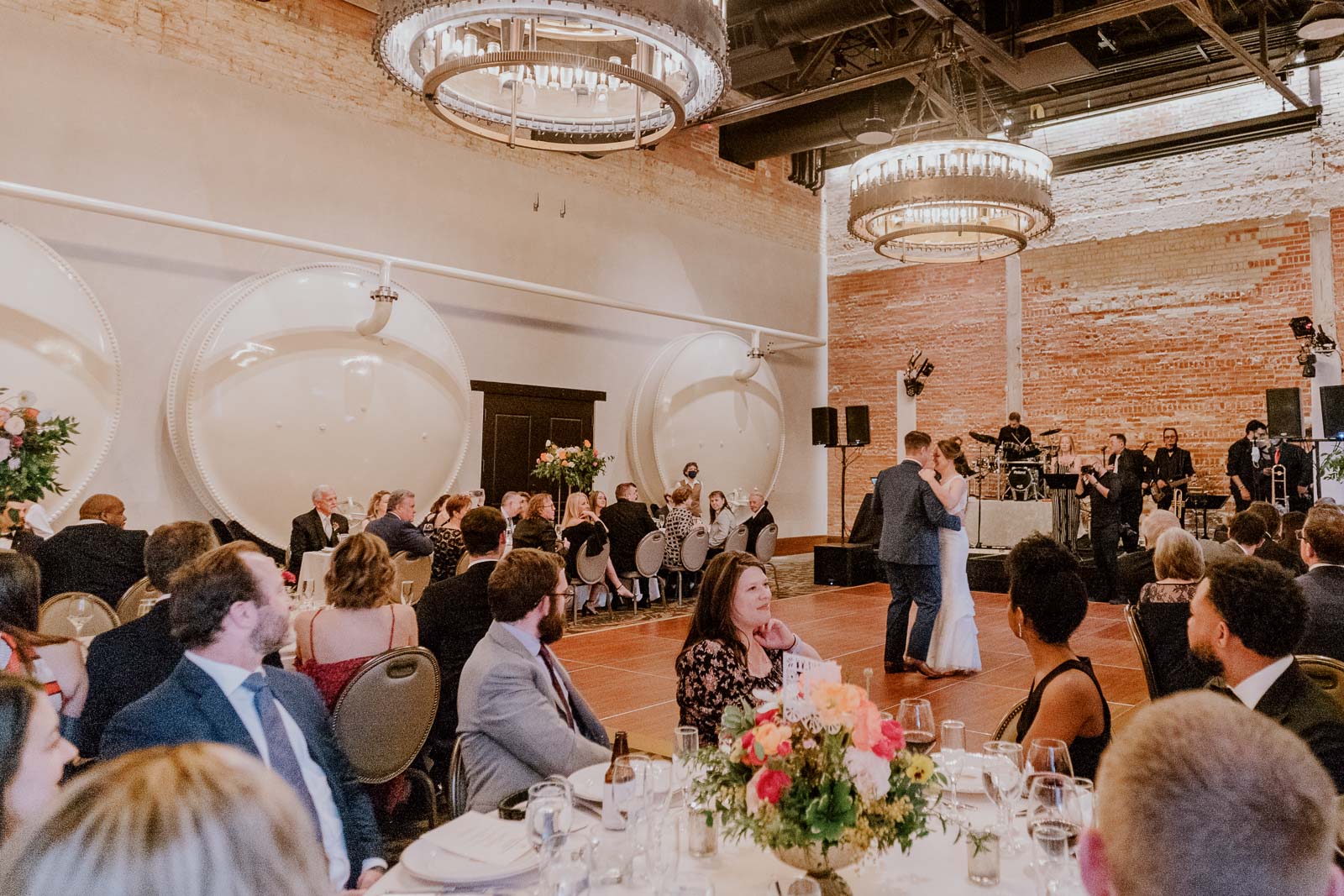 The couples first dance shows a wide-angle view of the elephant cellar 