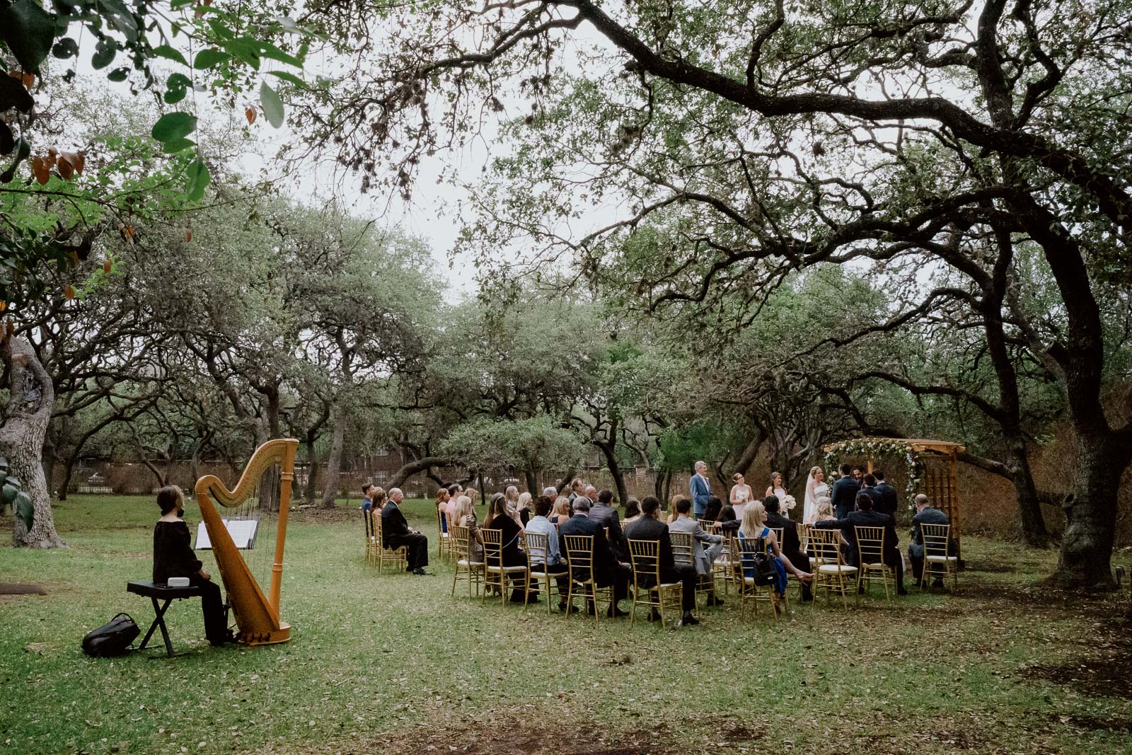 Bride escorted from friend as groom sees bride for first time