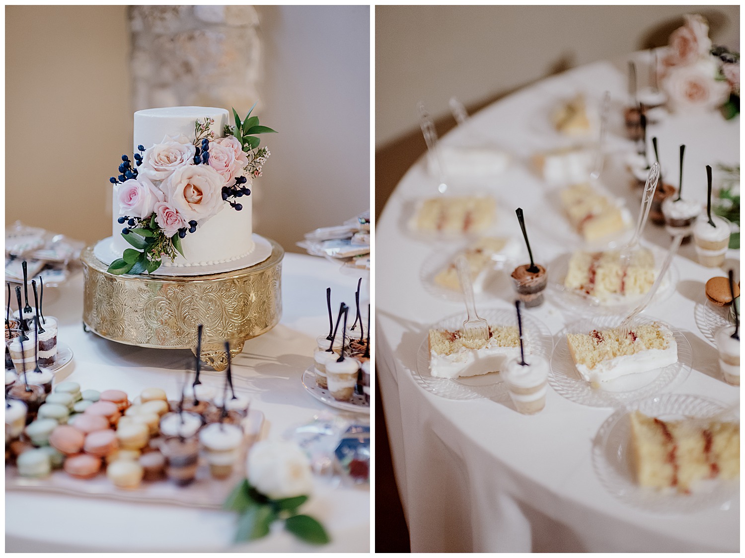 Super amazing detail shots of the wedding cake and sliced cake at the veranda