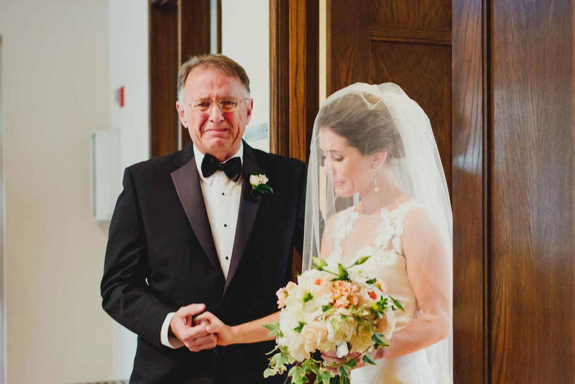 Philip Thomas has been voted one of San Antonio's best Wedding Photographers-Leica Rangefinder photographer- Father-tears-up-seeing-his-daughter-in-her-wedding-dress in Alamo Heights, San Antonio Texas-Photographed-by-Philip-Thomas