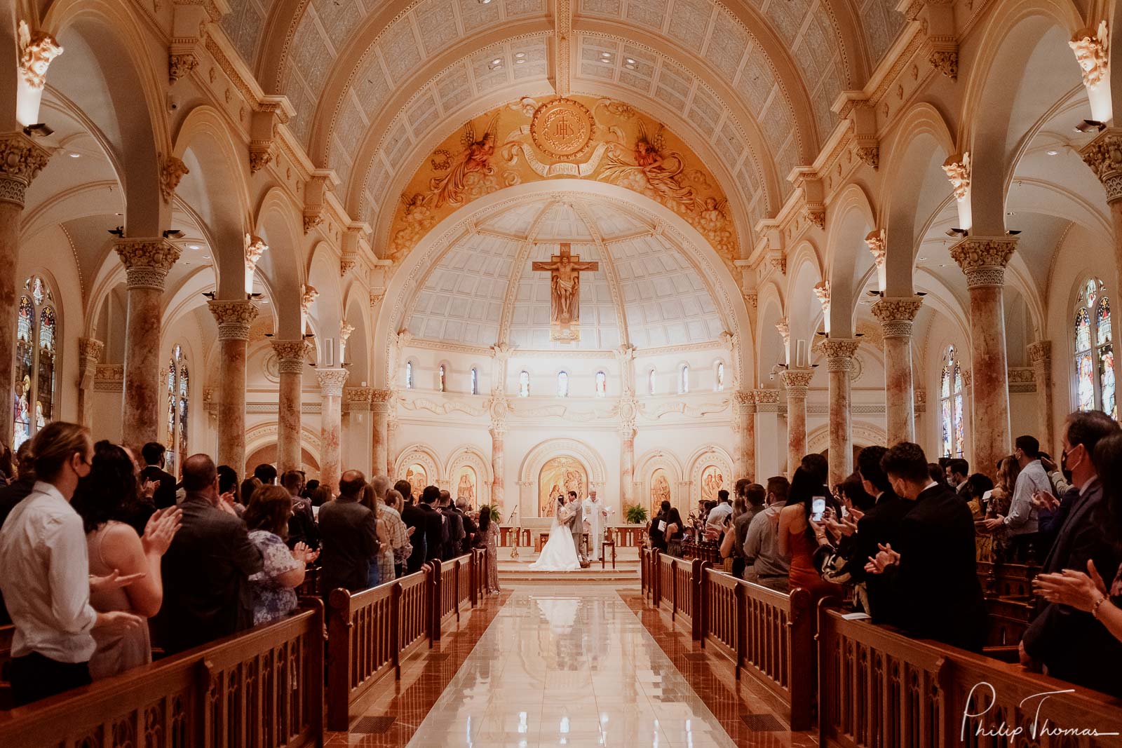 Couple wed at the Chapel of the incarnate word wedding ceremony