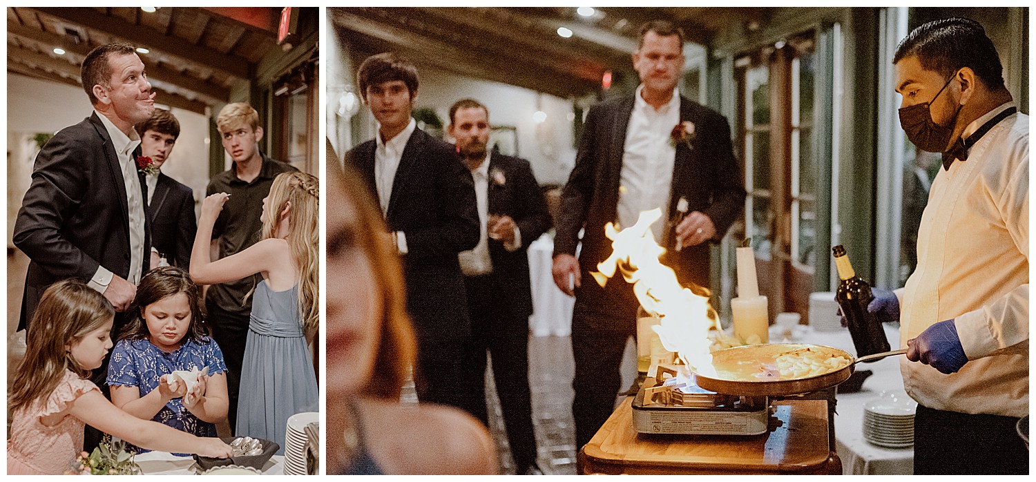 Father has cake on his nose wiped away by his daughter Club Giraud Wedding Reception San Antonio weddings Philip Thomas Photography