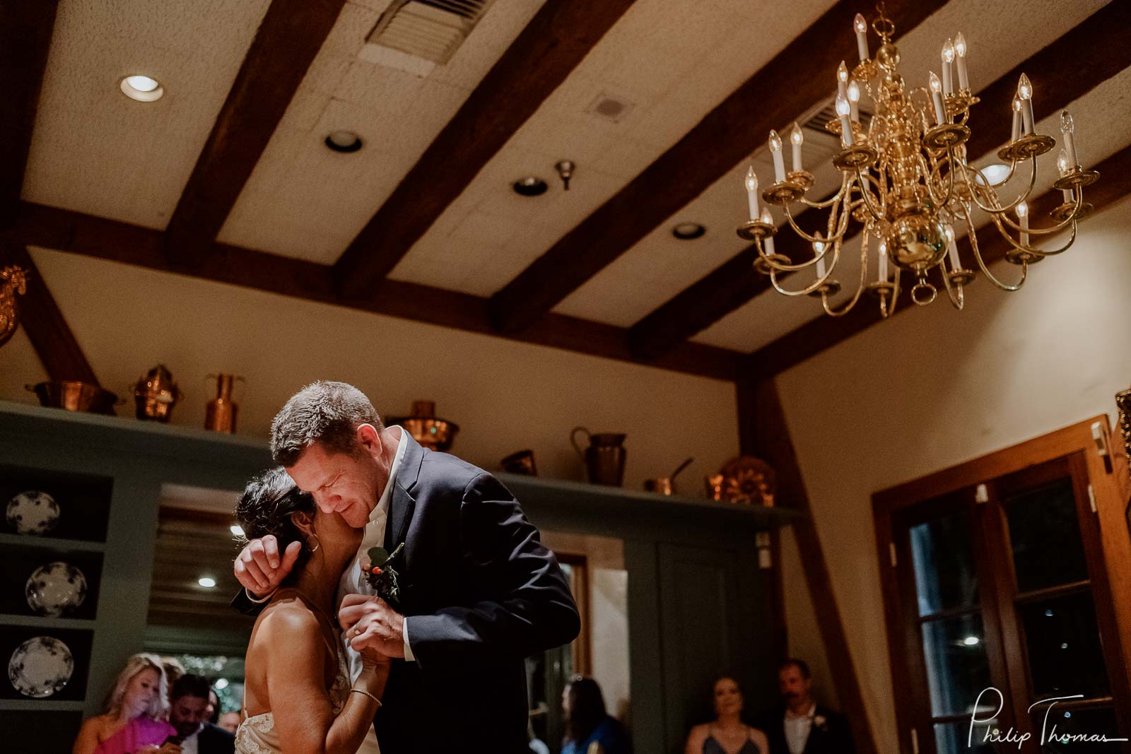 Grooms emotional welling up during a first dance -Club Giraud Wedding Reception San Antonio weddings Philip Thomas Photography