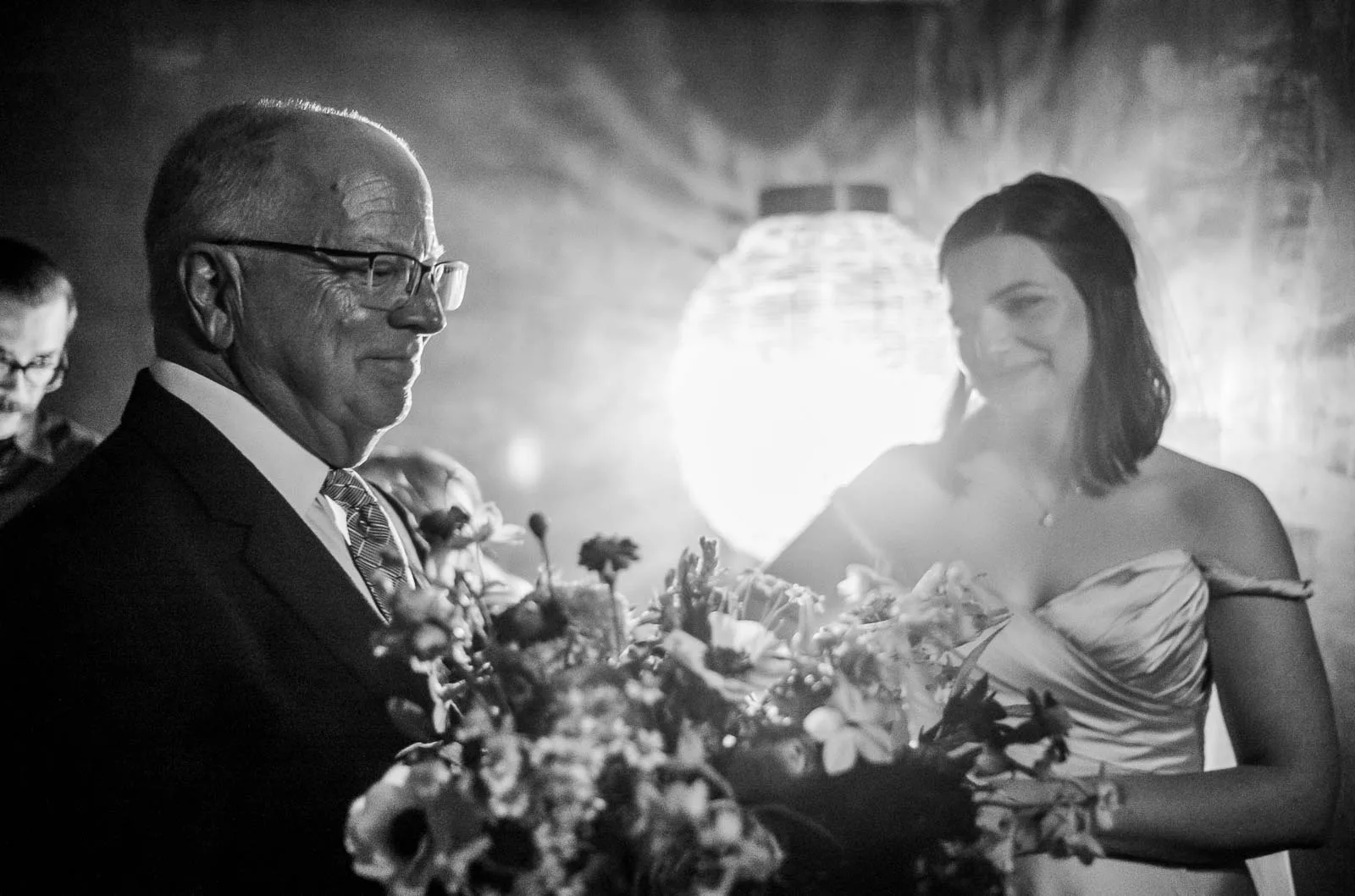 Father and daughter backstage before ceremony at South Congress Hotel Austin Wedding Ceremony and reception L1008704