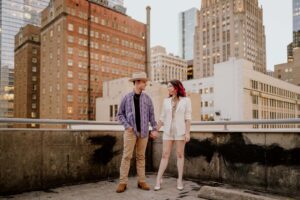 Saks Garage engagement session in downtown Houston, Texas