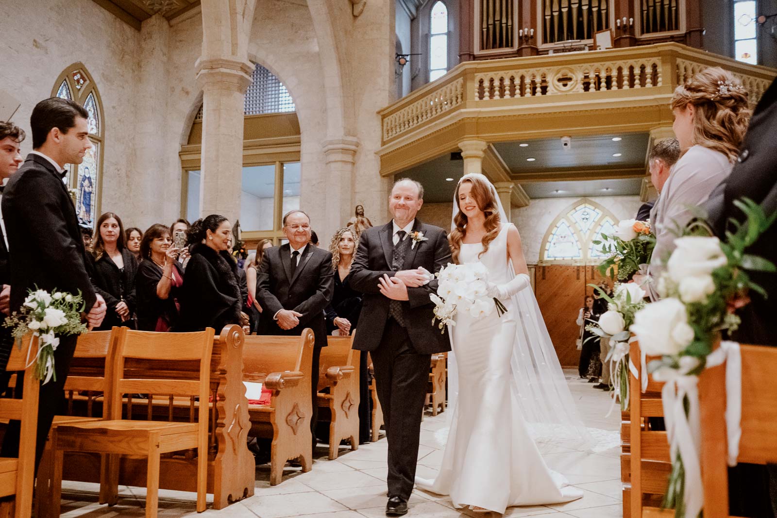 A proud look on the father face with his daughter on her wedding day