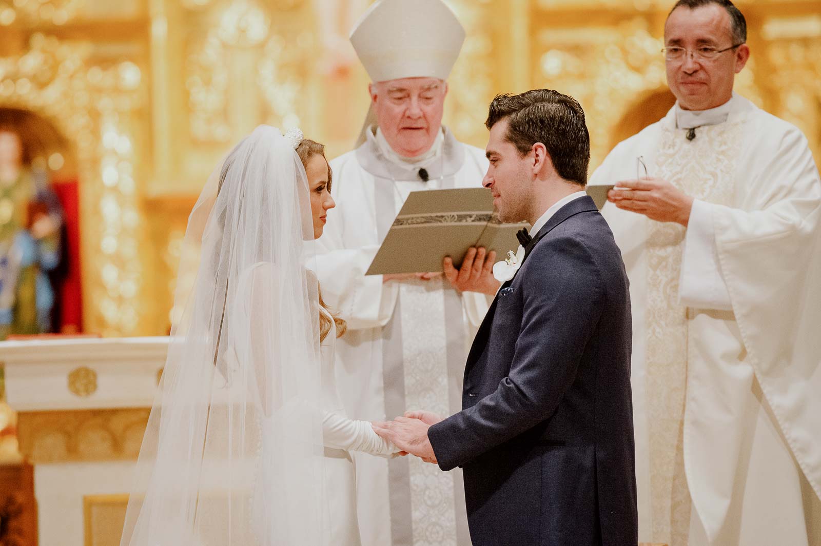 The couple announce their vows during the wedding ceremony