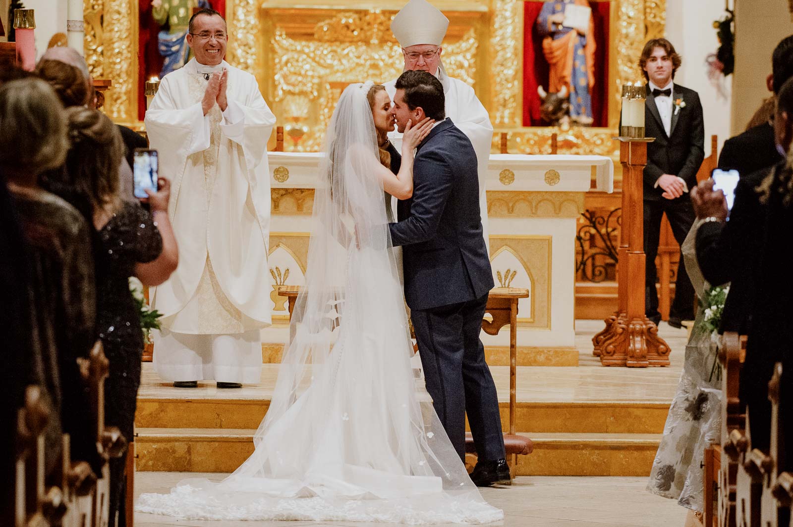 The kiss at a wedding ceremony