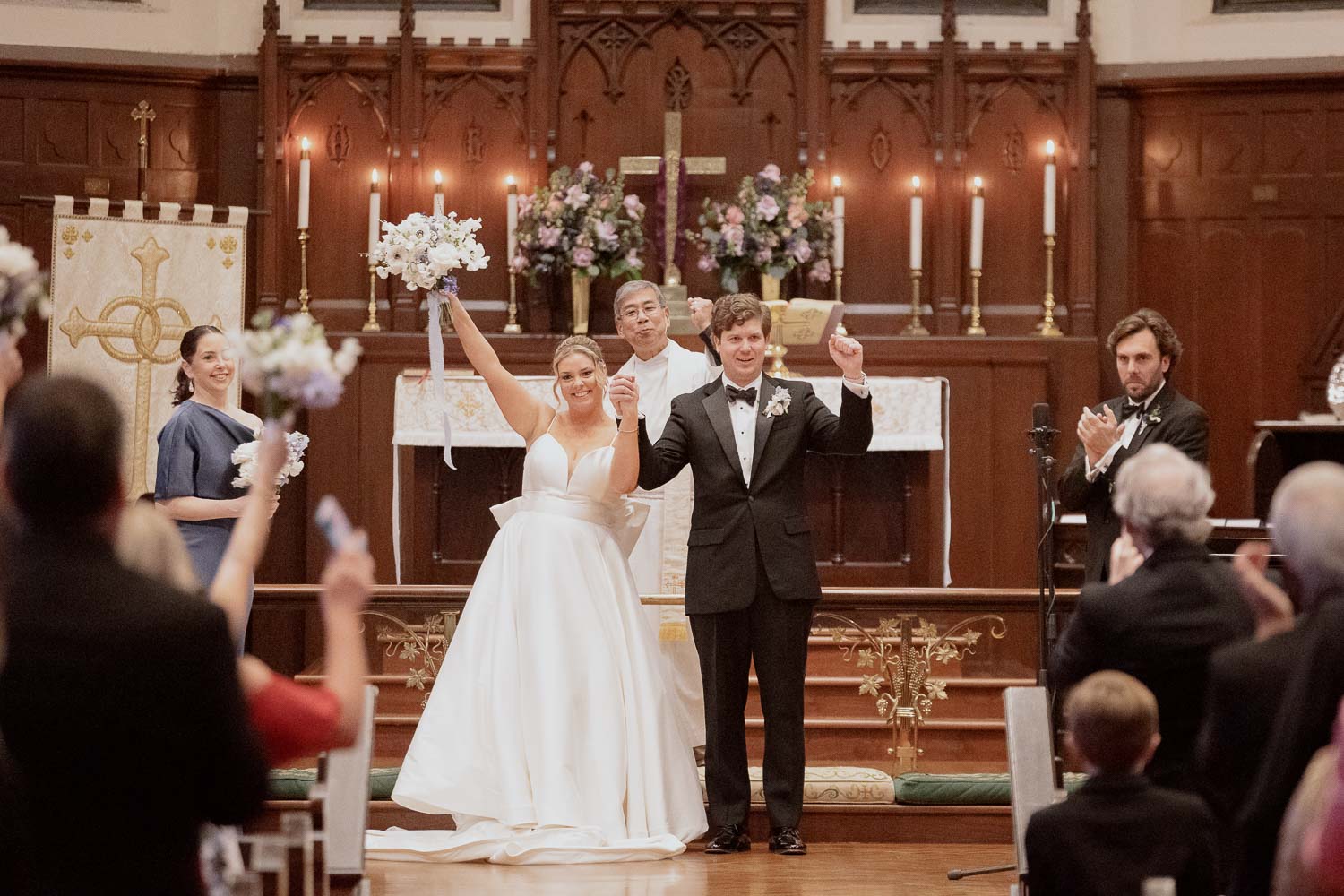 The couple rejoice at Christ Episcopal Church wedding ceremony