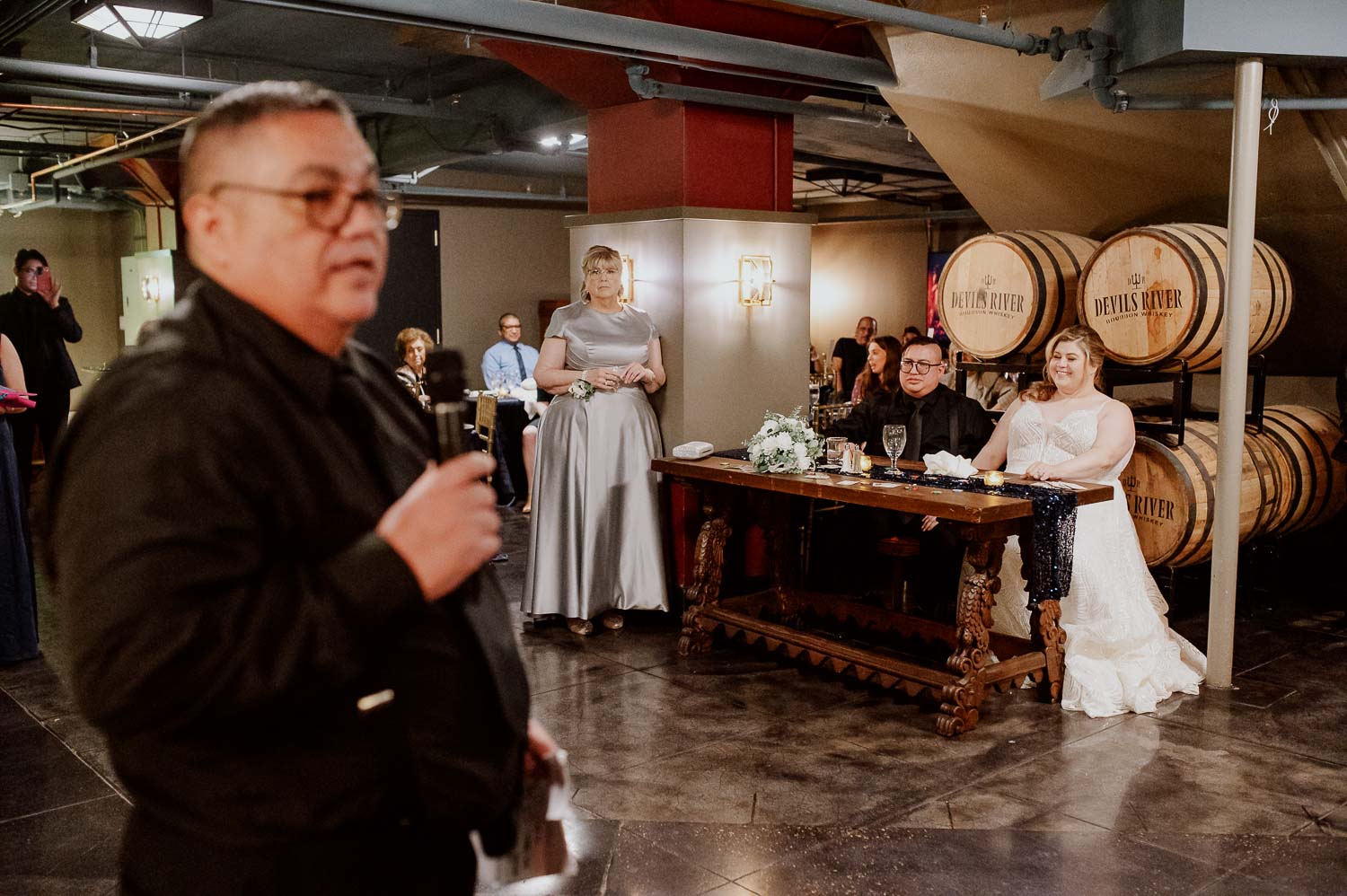 041 Wedding Reception Devils River Distillery, Documentary Wedding photographer Philip Thomas