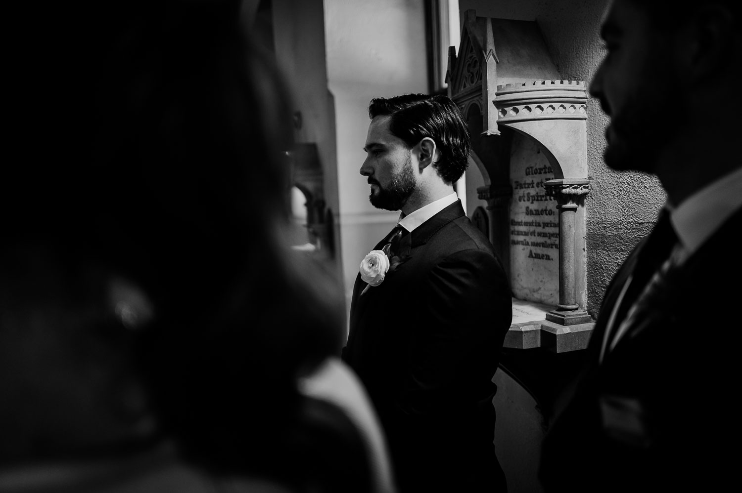 Wedding Ceremony St. Joseph's + The Westin Riverwalk, San Antonio 18 the groom waits in a suit