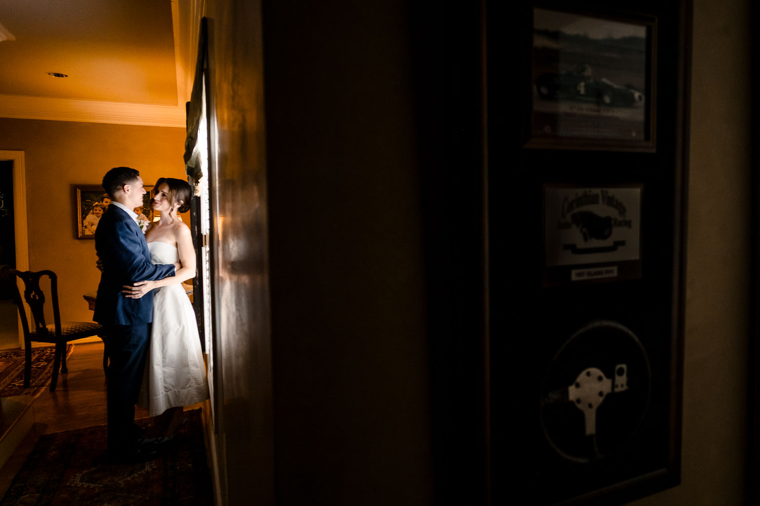 Elegant Houston Elopement | Caroline+George | Houston, Texas 28 Couple embracing in elegant setting.