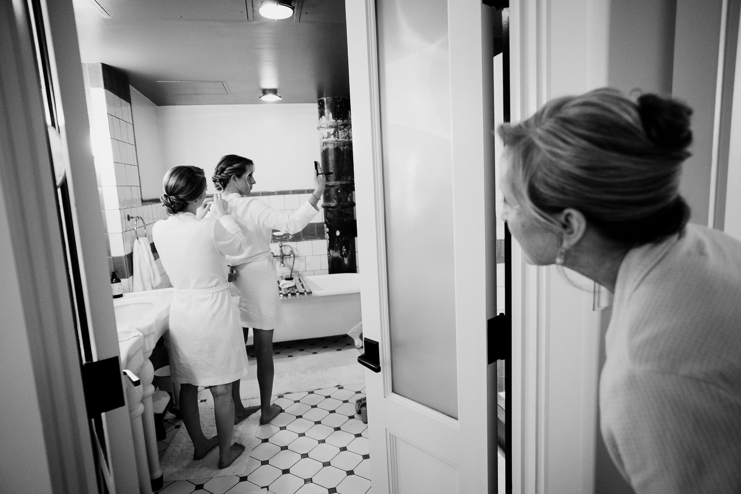 Botanical Gardens San Antonio Wedding Ceremony + Reception 9 Bridal preparations in a hotel bathroom.