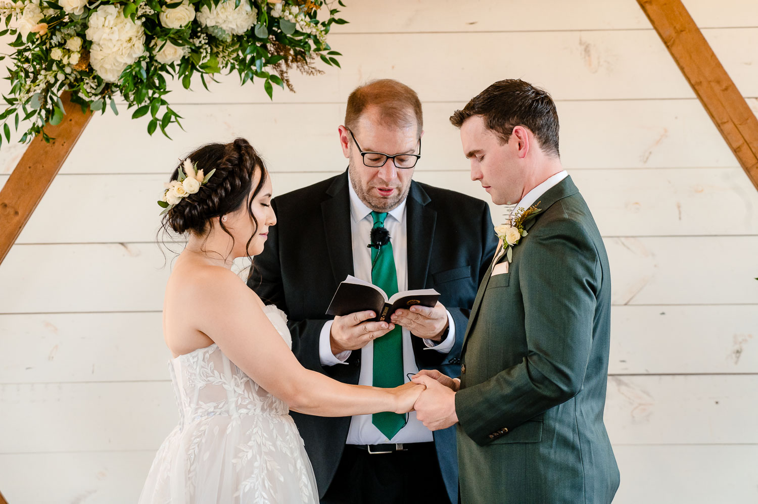 Wedding ceremony with floral decorations.