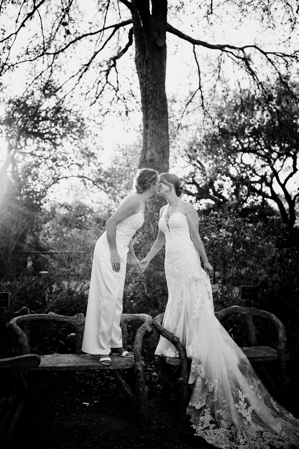 Botanical Gardens San Antonio Wedding Ceremony + Reception 39 Two brides sharing a romantic moment.