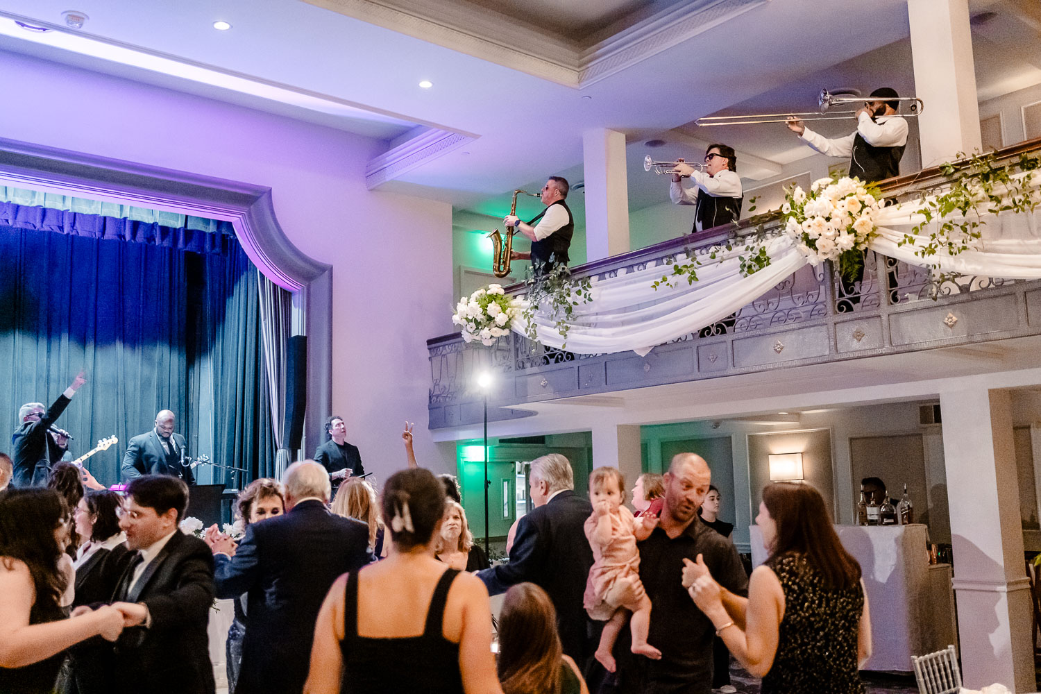 Live band performing at wedding reception.