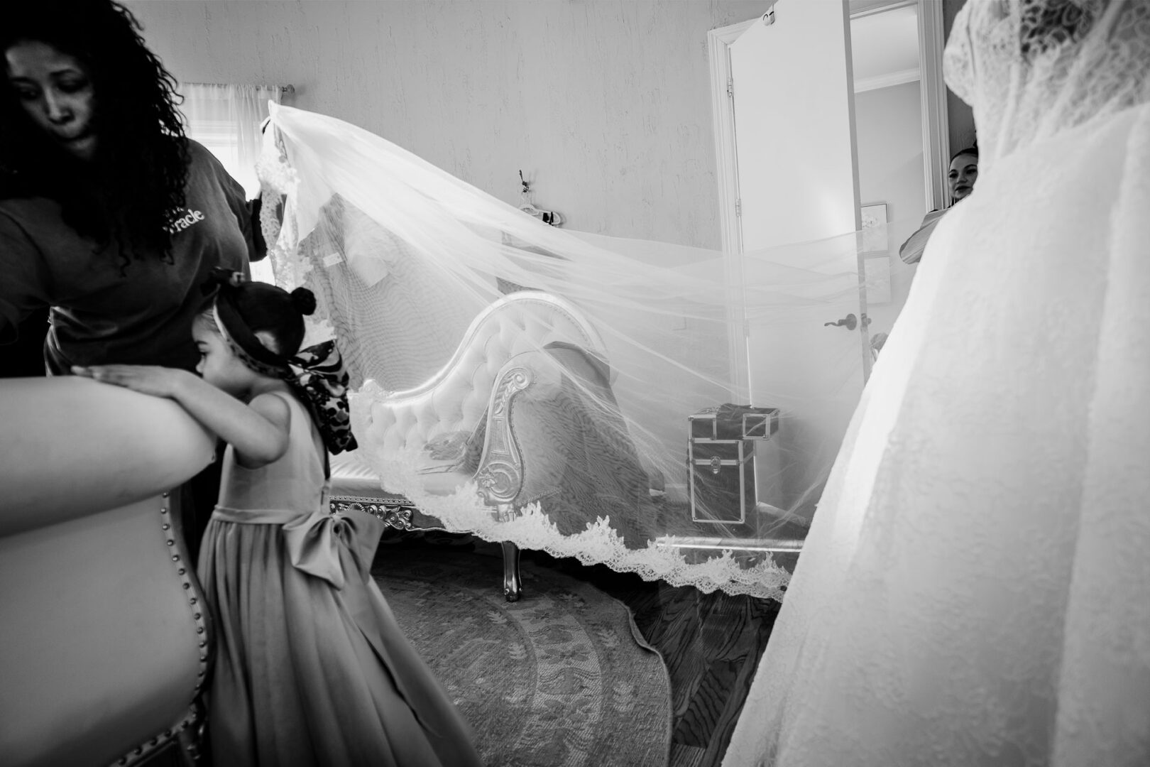 The Springs Weddings & Events | Candice + Larry 10 Bridal preparations with children and dress.