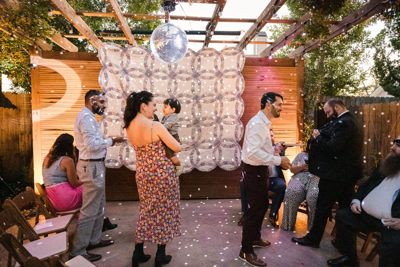 House + Backyard Wedding | Candace+Joey | Houston, TX 19 Outdoor wedding celebration with guests dancing.