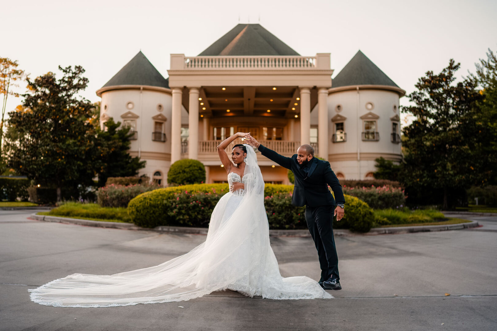 The Springs Weddings & Events | Candice + Larry 34 The Springs couple pose in front of venue in Houston