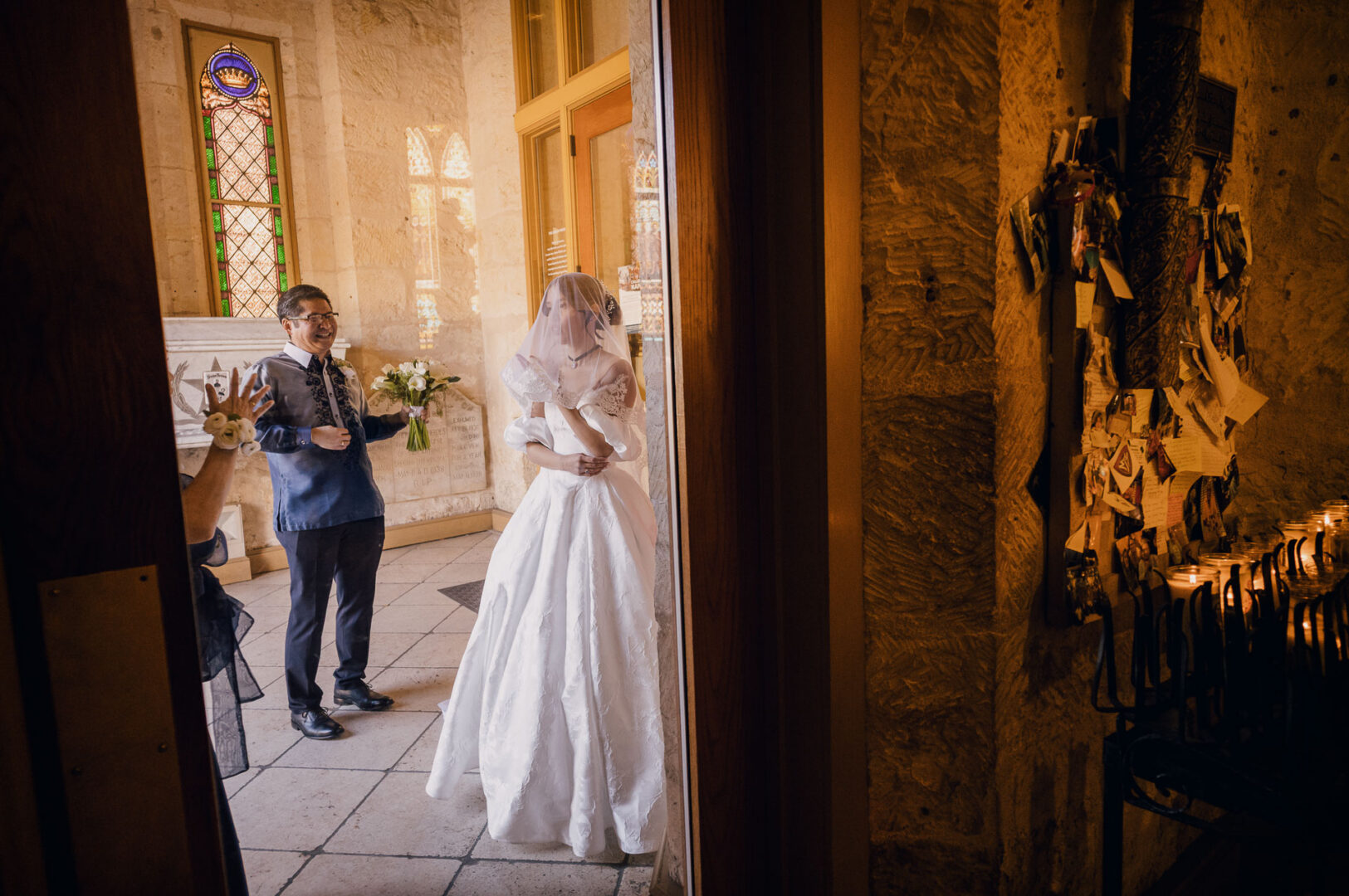 Noreena & Robert's Elegant Wedding at San Fernando Cathedral 19 Bride and groom in wedding venue.