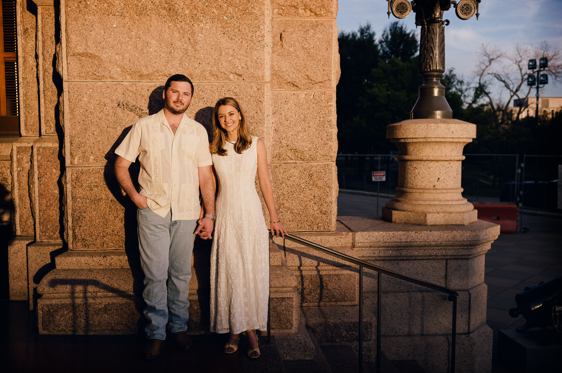 Engagement Session in the Texas State Capitol 11 Couple holding hands, smiling together.