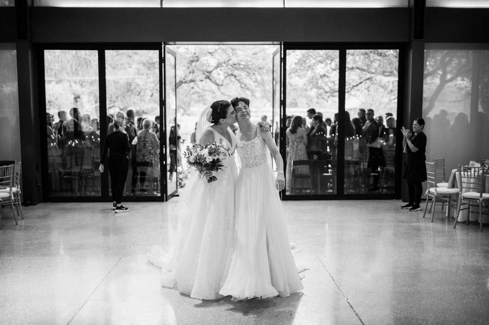 Winter Wedding at Botanical Gardens, San Antonio, Texas 28 Two brides sharing a tender moment.