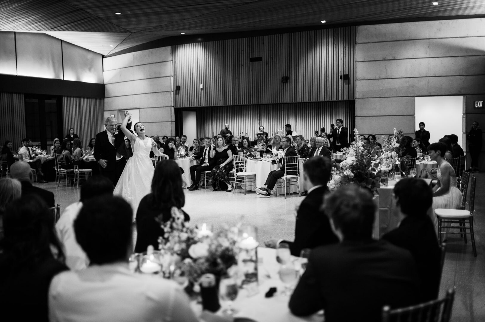 Winter Wedding at Botanical Gardens, San Antonio, Texas 43 Couple dancing at wedding reception.