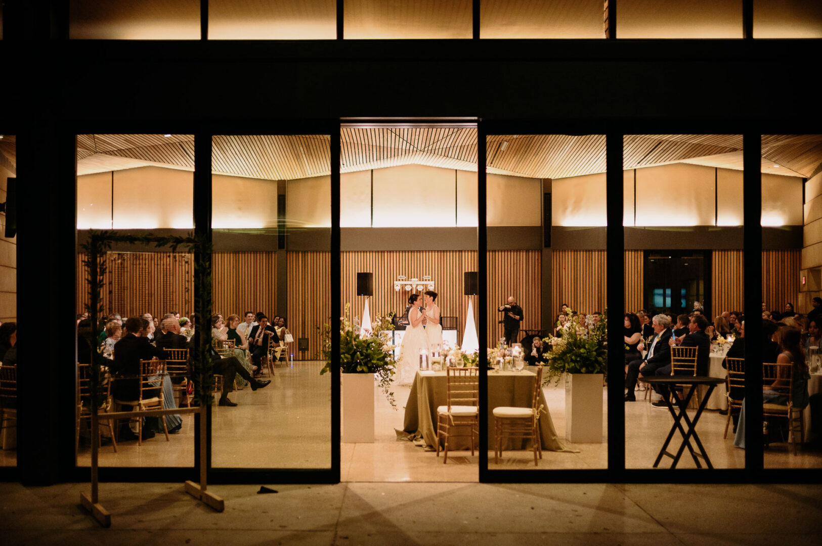 Elegant wedding ceremony in modern venue