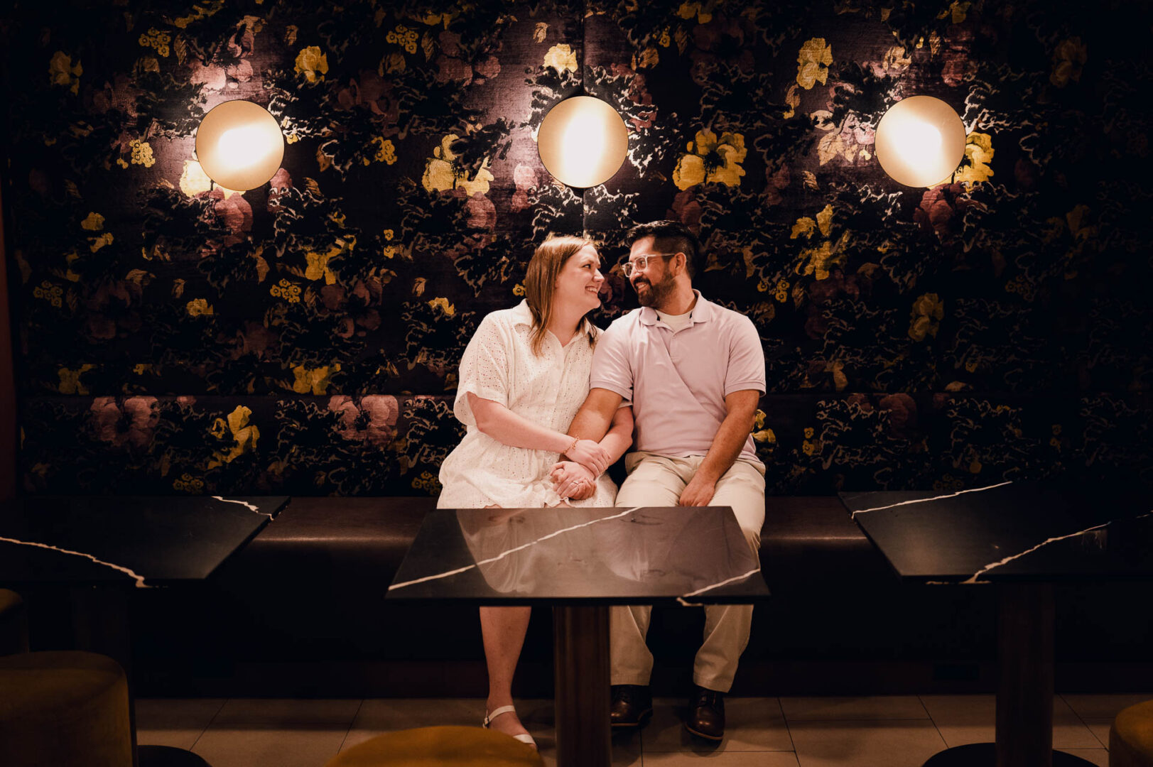 Couple sitting together in cafe