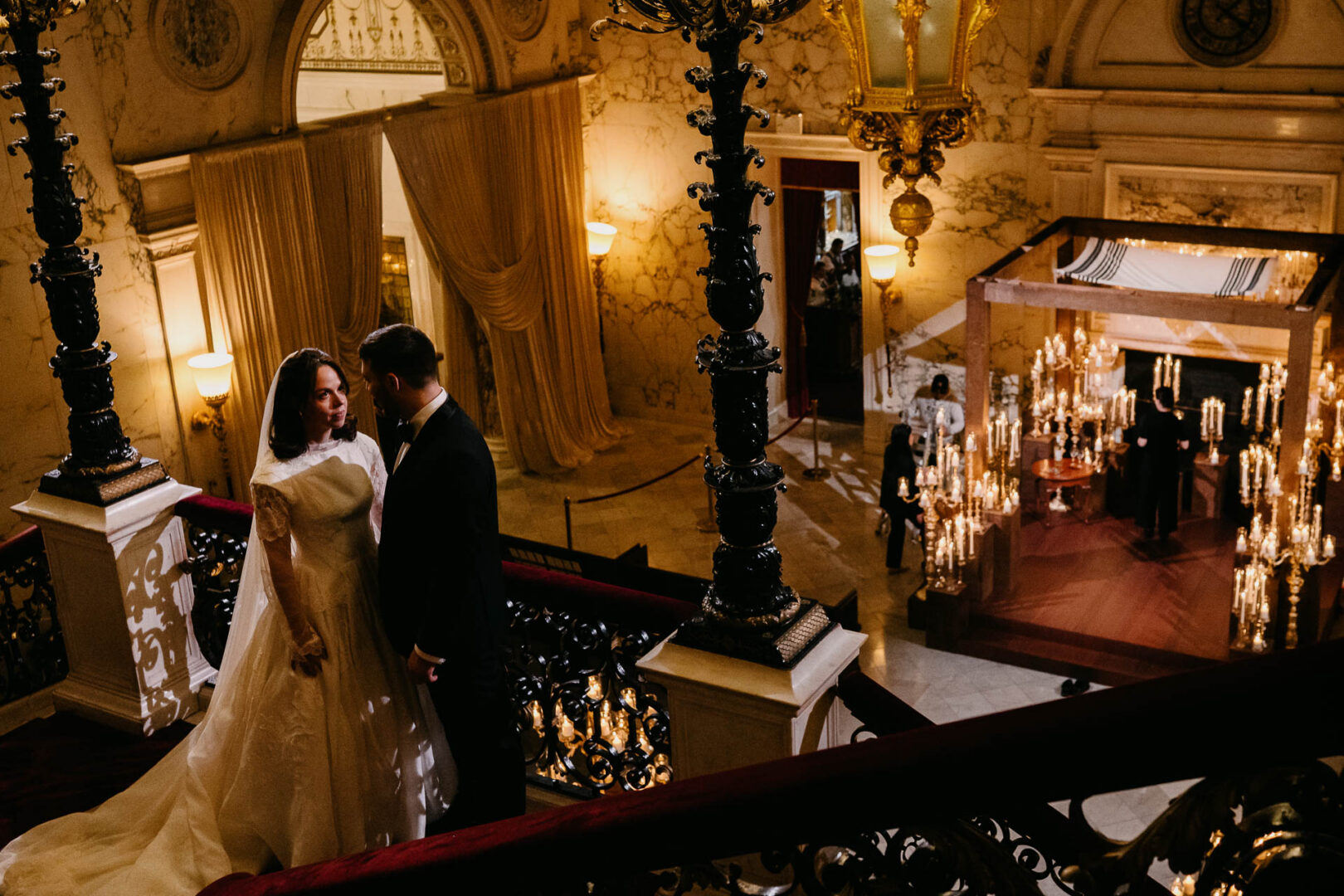 Wedding guests and family gathered inside The Metropolitan Club before the ceremony.