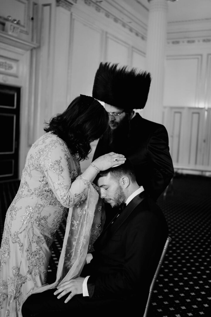 Bride blessing her son before the ceremony.