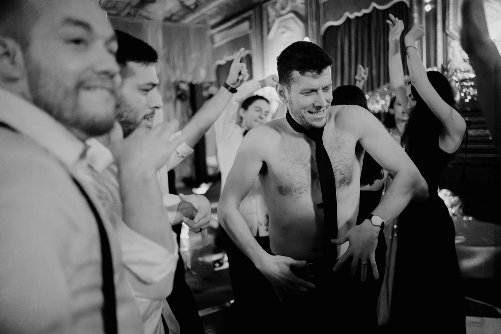 Celebration with dancing and laughter