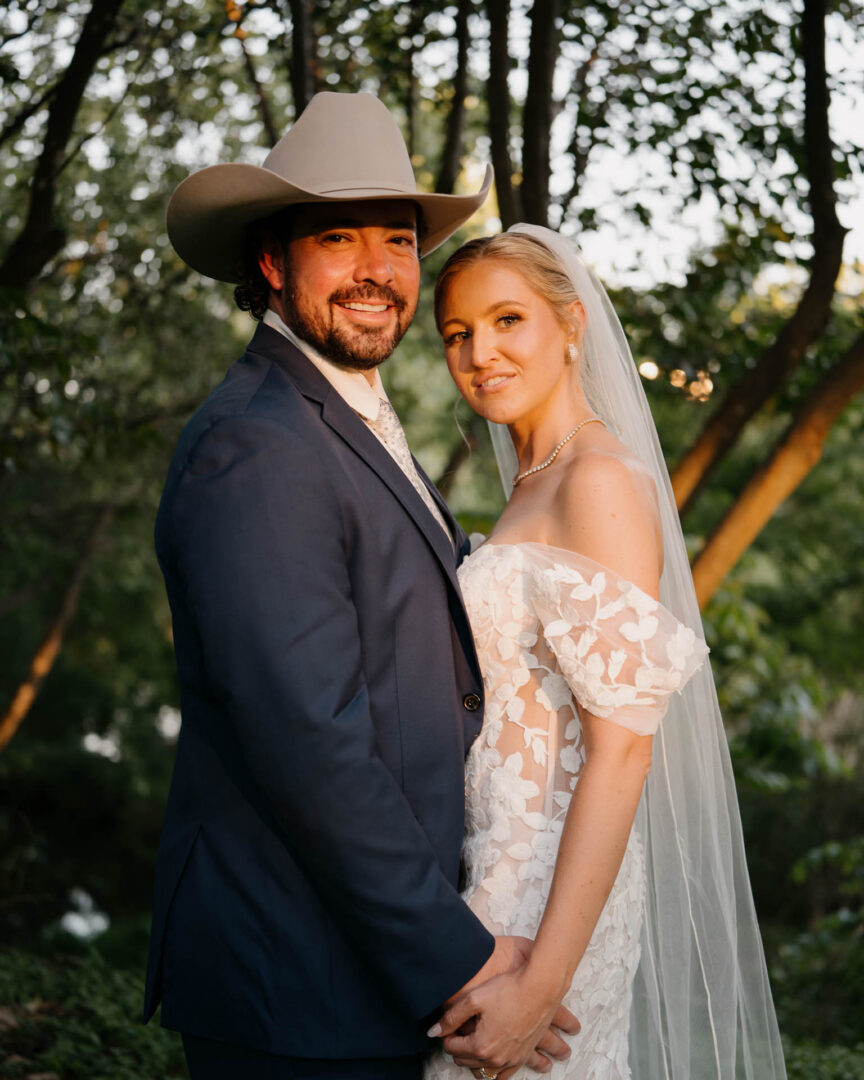 Bride and groom portrait outdoors at The Kendall in Boerne.