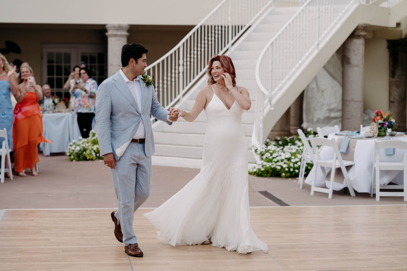 Chapel on the Dunes Wedding | Port Aransas, Texas | Mady+Roland 45 Couple dancing at wedding reception.