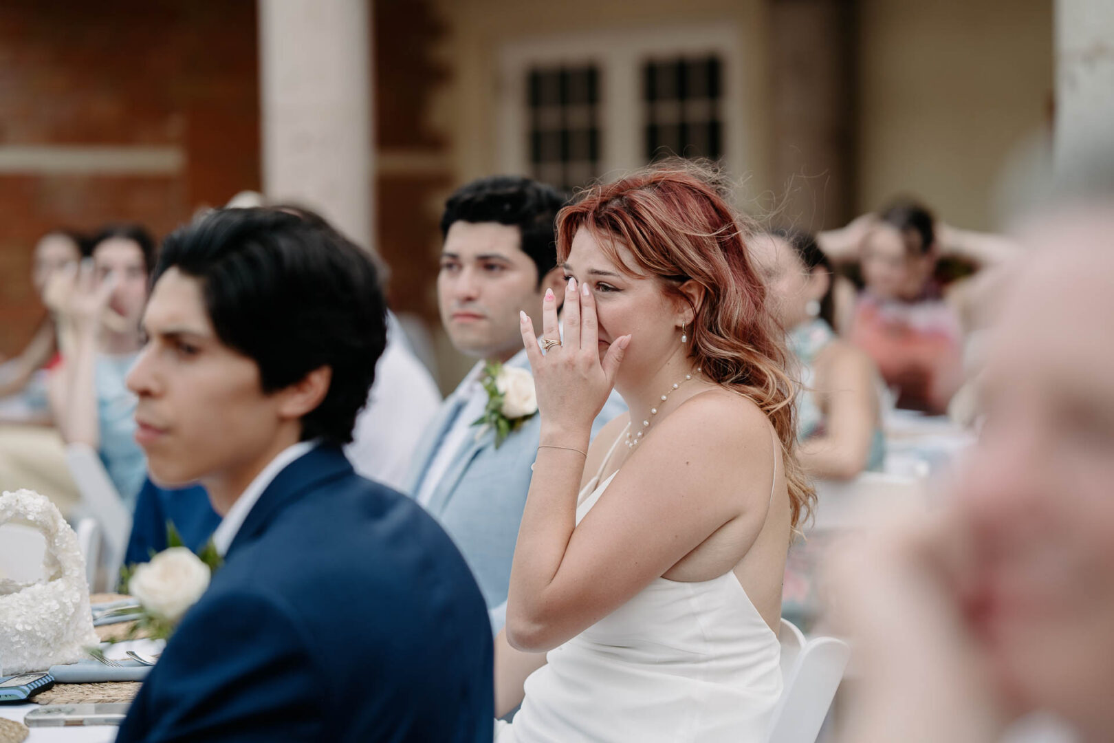Chapel on the Dunes Wedding | Port Aransas, Texas | Mady+Roland 49 Emotional moment at wedding reception.