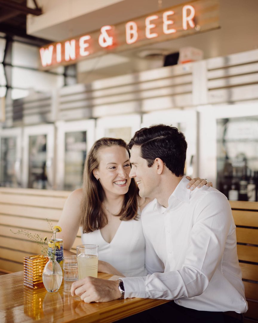 Couple enjoying drinks at restaurant