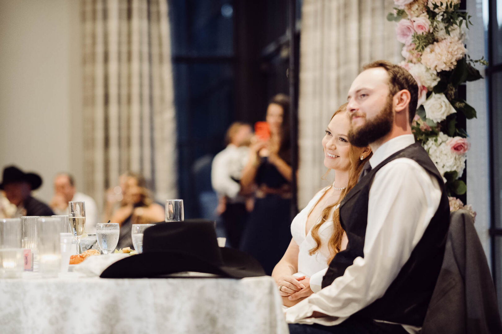 Tapatio Springs Hill Country Resort | Luana + Mack | Helotes 36 Couple enjoying a wedding reception together.