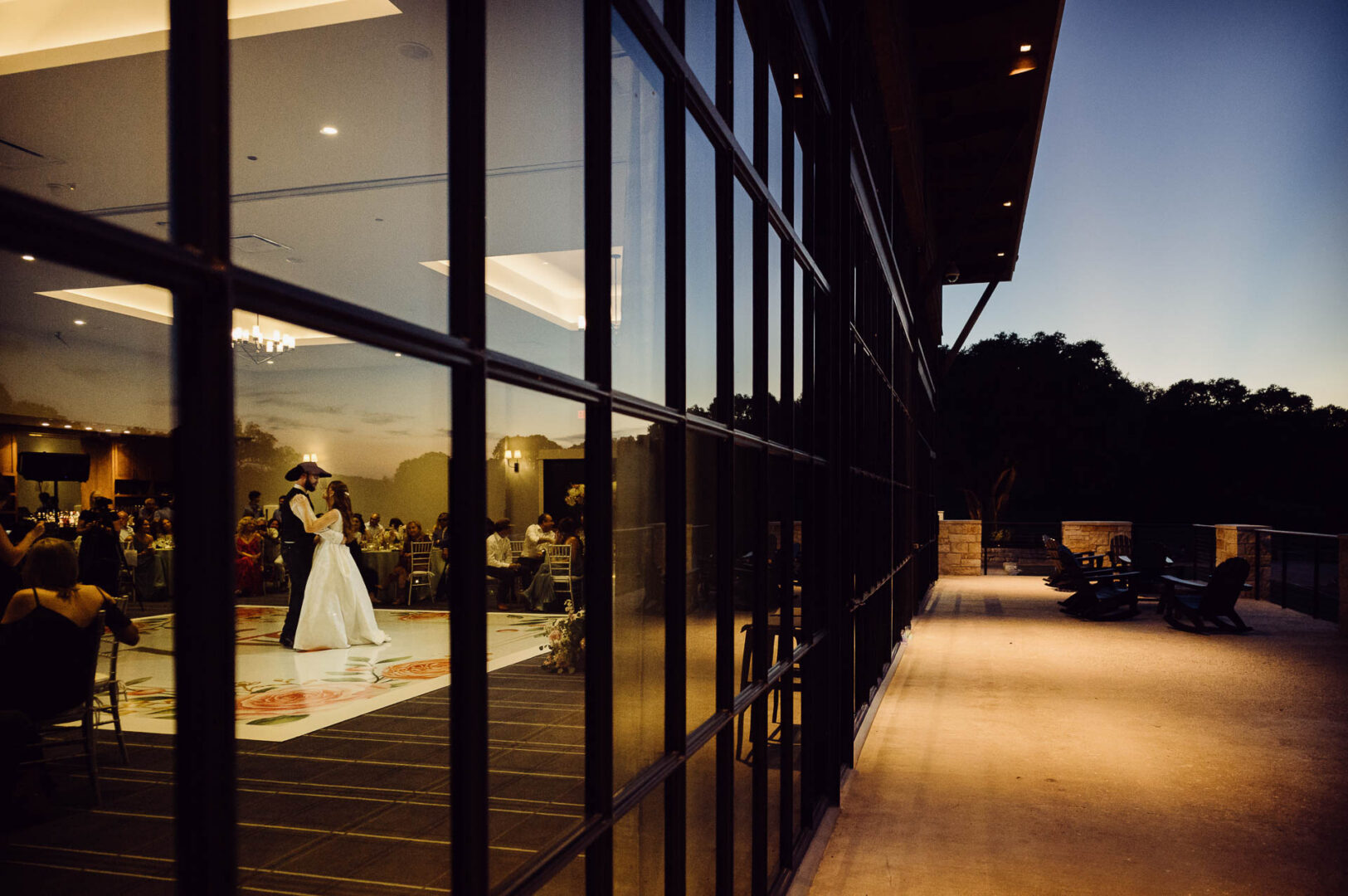 Tapatio Springs Hill Country Resort | Luana + Mack | Helotes 38 Couple dancing at sunset wedding reception at Tapatio Springs Hill Country Resort