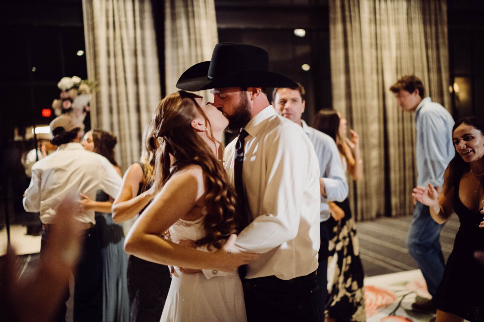Tapatio Springs Hill Country Resort | Luana + Mack | Helotes 47 Couple dancing and kissing at wedding.